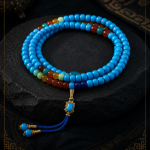 Turquoise Serenity Tibetan-Inspired Double-Wrap Prayer Bead Bracelet