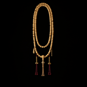 Handcrafted Tibetan Yak Bone Mala Prayer Beads with Aged Brass Charms and Triple Tassels