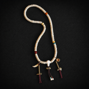 Pearlescent White Tibetan Mala Necklace