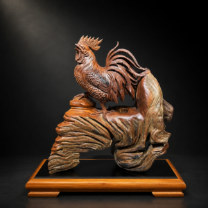 Hand-Carved Wooden Rooster Sculpture