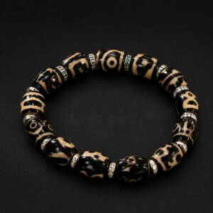 Black Tibetan Dzi-Inspired Symbol Bracelet