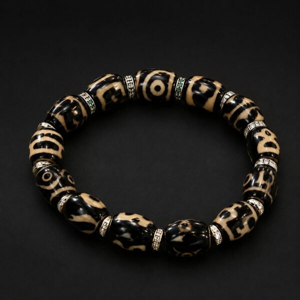 Black Tibetan Dzi-Inspired Symbol Bracelet