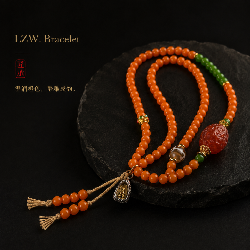 ORANGE VOW · Multi-Bead Long Strand