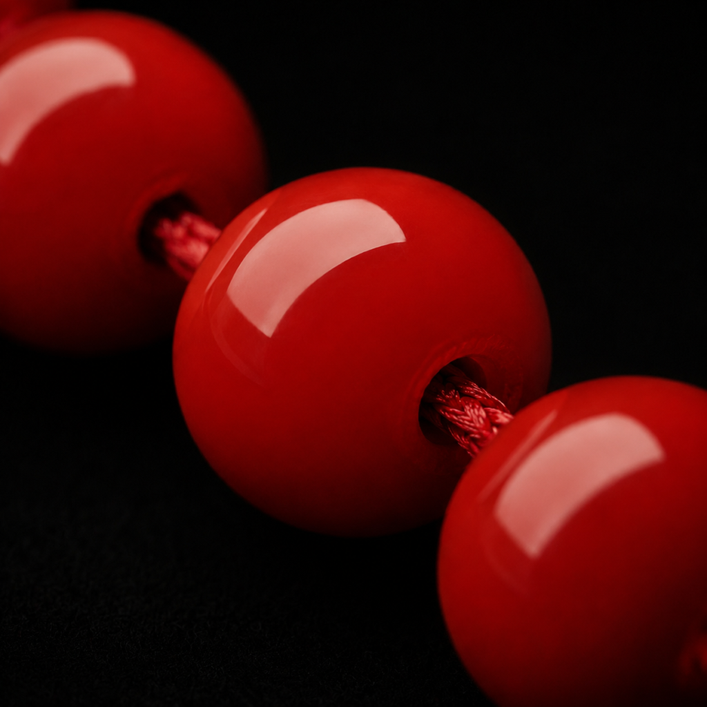Crimson Radiance · Cinnabar 108 Bead Long Strand