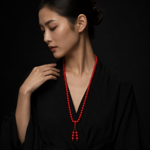 Crimson Radiance · Cinnabar 108 Bead Long Strand - Image 4