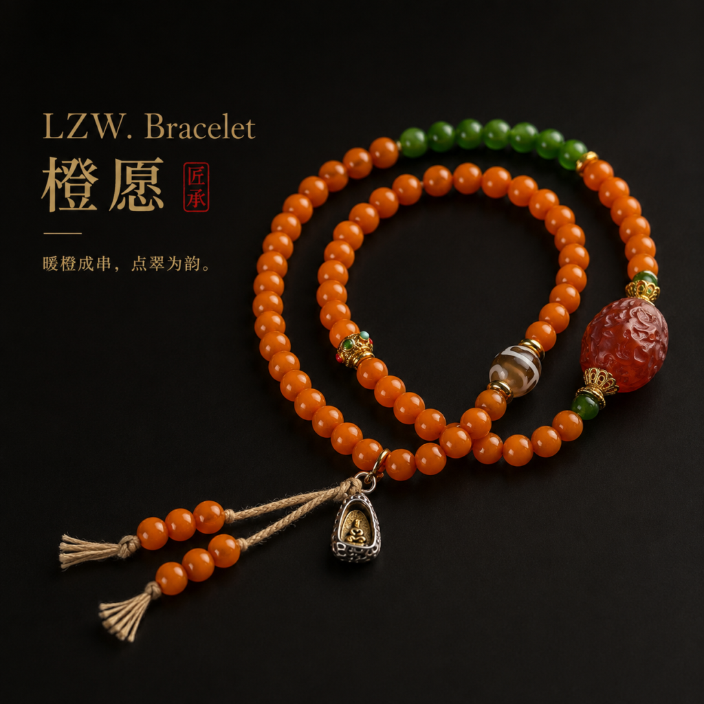 ORANGE VOW · Multi-Bead Long Strand