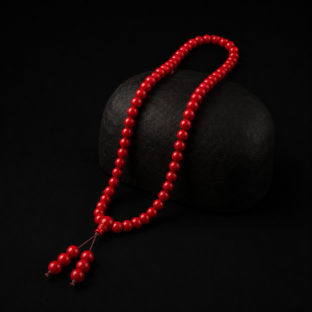 Crimson Radiance · Cinnabar 108 Bead Long Strand