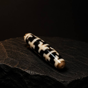 IVORY RITUAL · Black & Cream Patterned Bead - Image 2