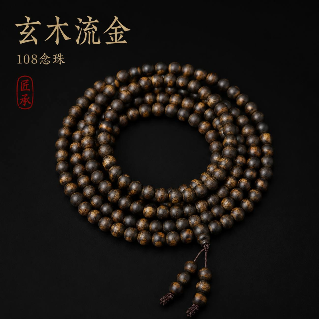 DUSK GRAIN · 108-Bead Prayer Strand