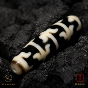 IVORY RITUAL · Black & Cream Patterned Bead - Image 3