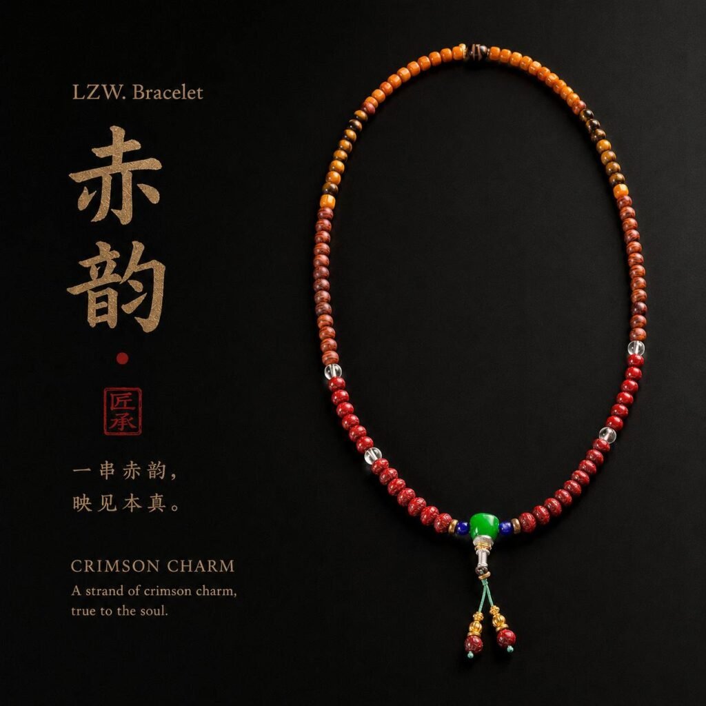 A strand of crimson charm, true to the soul.