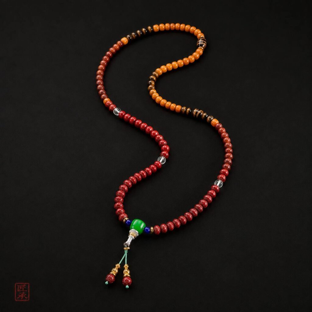 A strand of crimson charm, true to the soul.