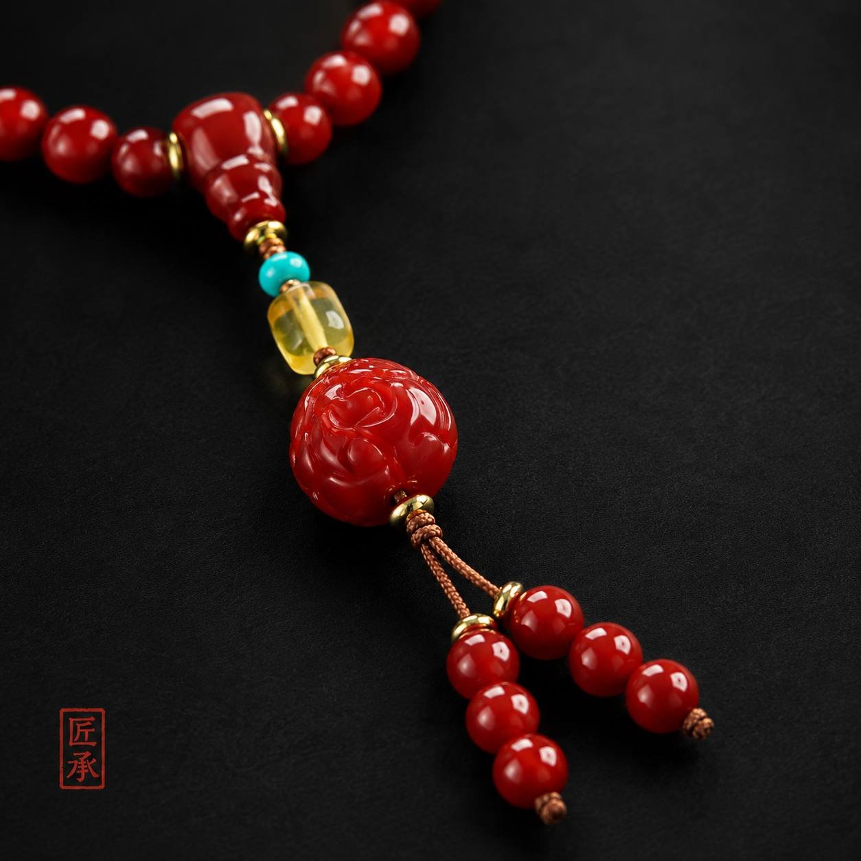 CRIMSON CHARM · Nanhong Long Bead Necklace - Image 5