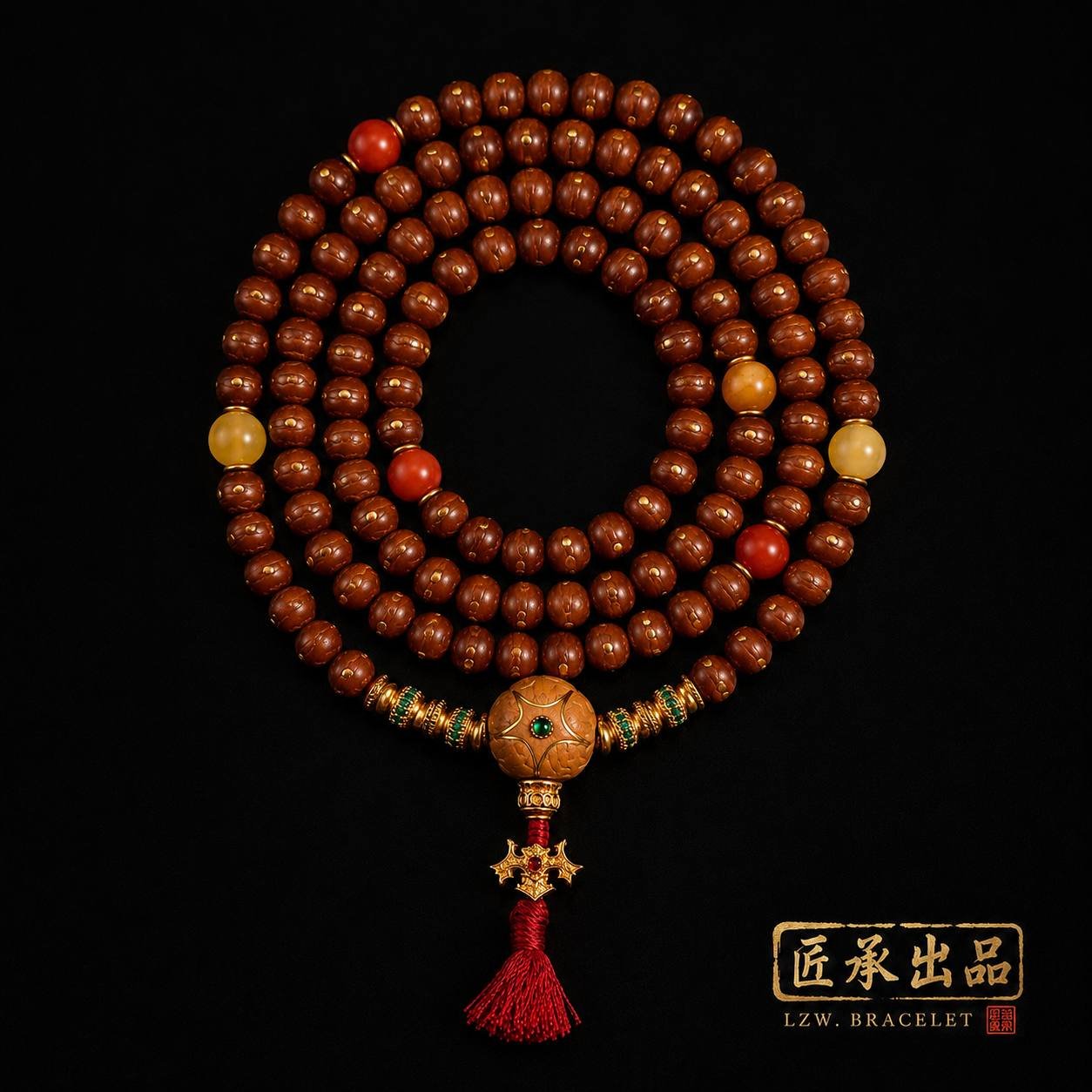 LZW. BRACELET — Phoenix Eye Bodhi 108-Bead Mala - Image 4