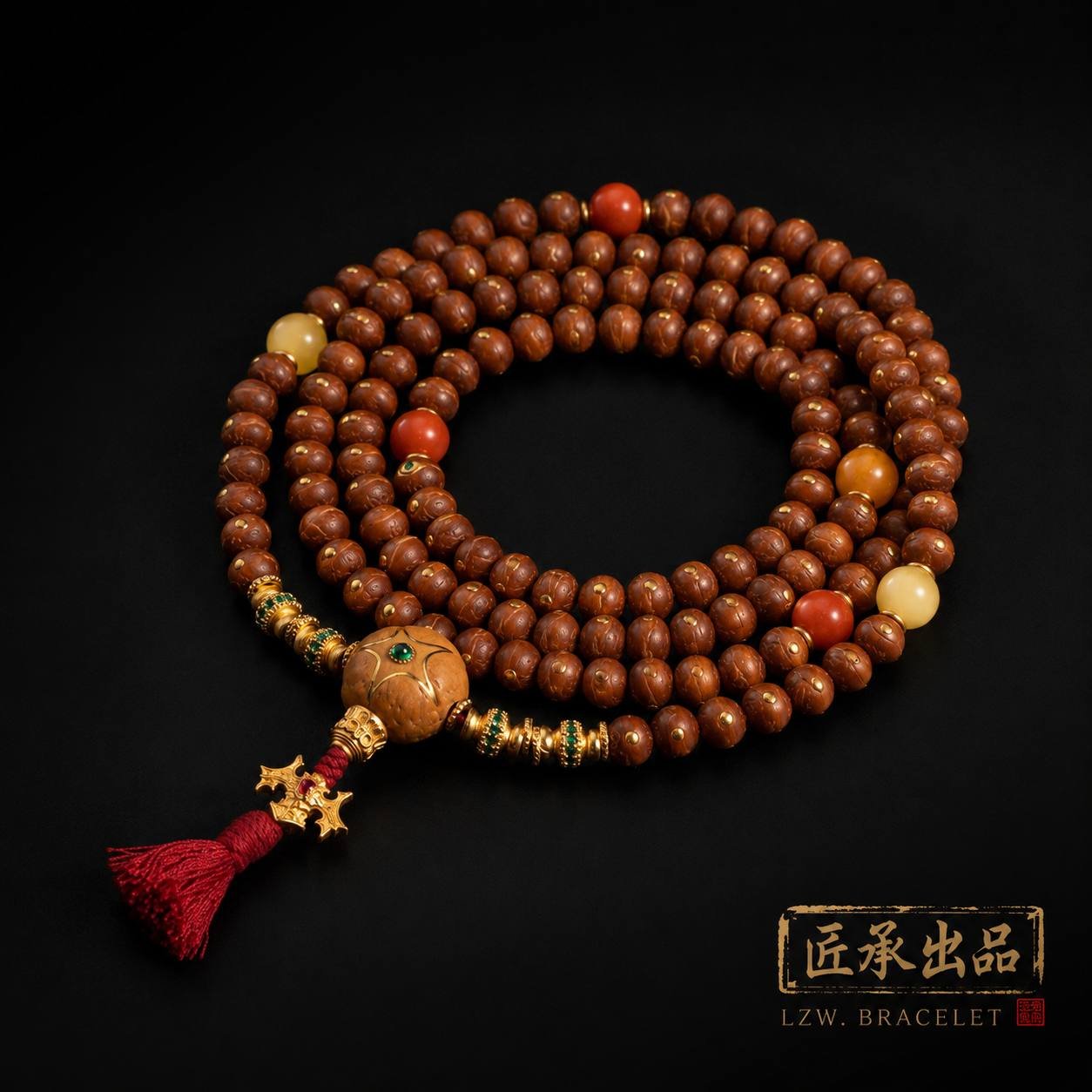 LZW. BRACELET — Phoenix Eye Bodhi 108-Bead Mala - Image 3