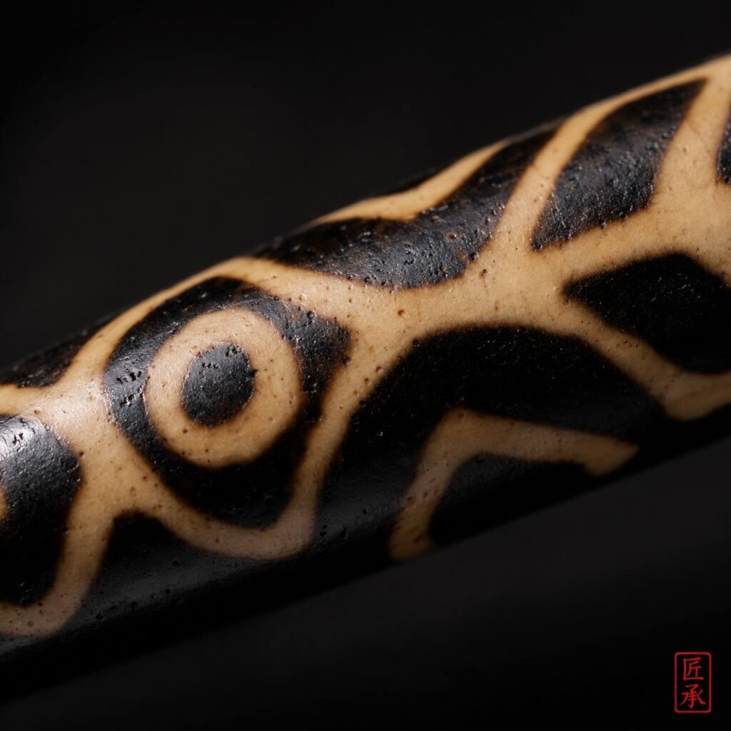 TIBETAN ECHO · Bhutan Double Fish Dzi Bead
