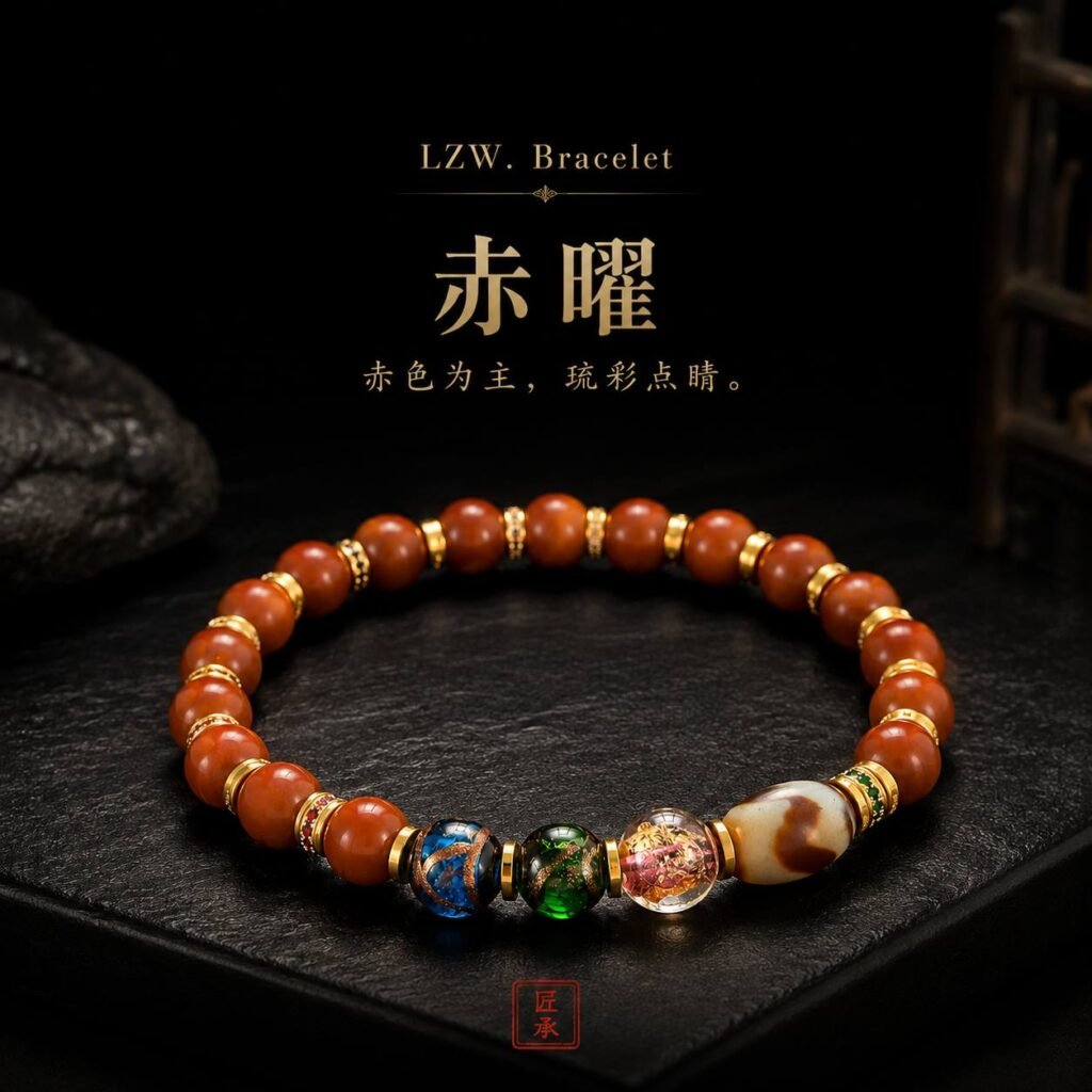 Red Aura multi-accent bead bracelet front view