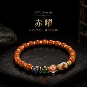 Red Aura multi-accent bead bracelet front view