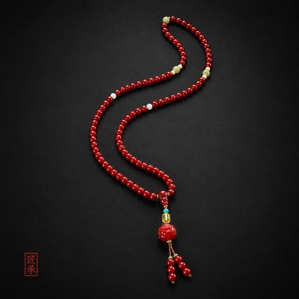 CRIMSON CHARM · Nanhong Long Bead Necklace