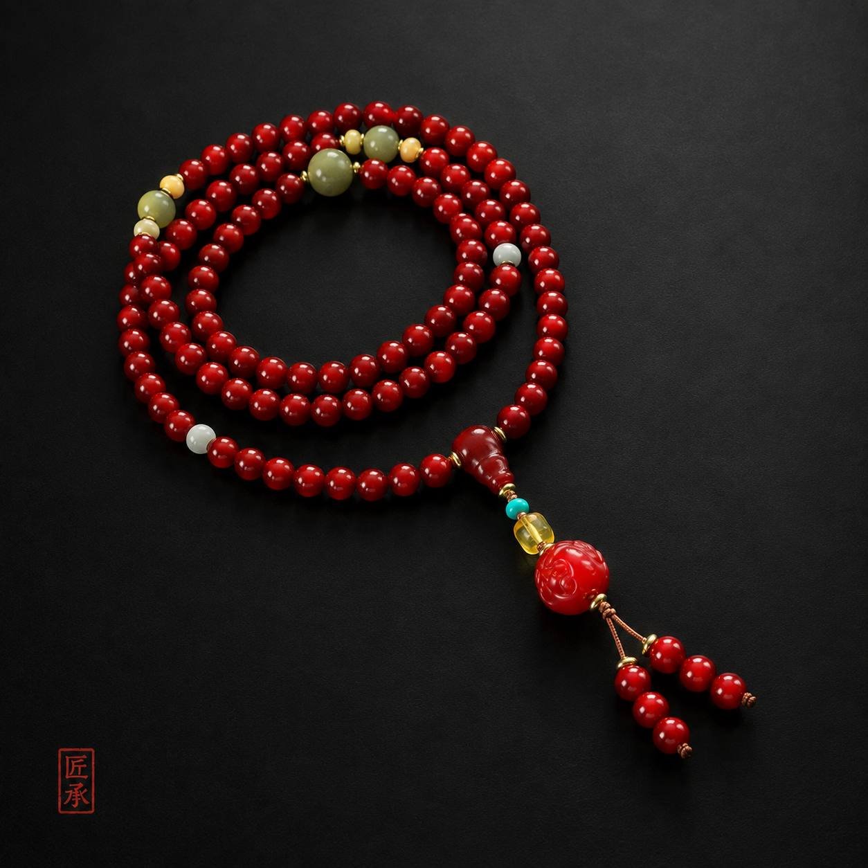 CRIMSON CHARM · Nanhong Long Bead Necklace - Image 2