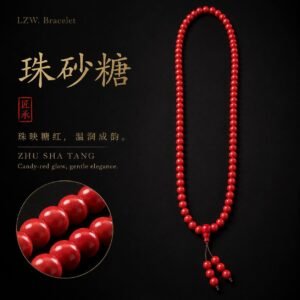 Crimson Radiance · Cinnabar 108 Bead Long Strand - Image 1