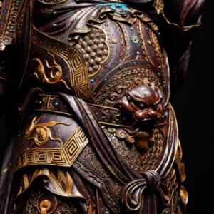 Detailed Guan Yu face, beard and ornate warrior armor