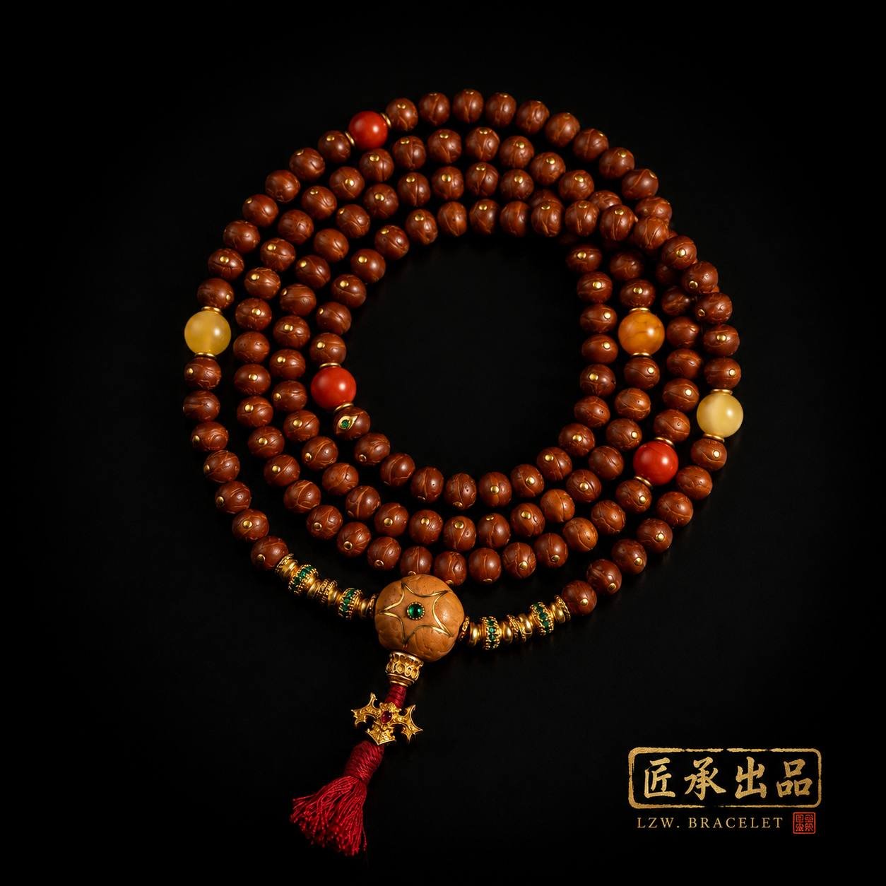 LZW. BRACELET — Phoenix Eye Bodhi 108-Bead Mala - Image 2